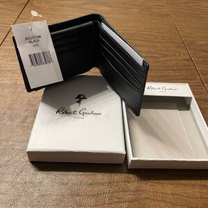 Robert Graham Black Leather Card & Key Holder Wallet